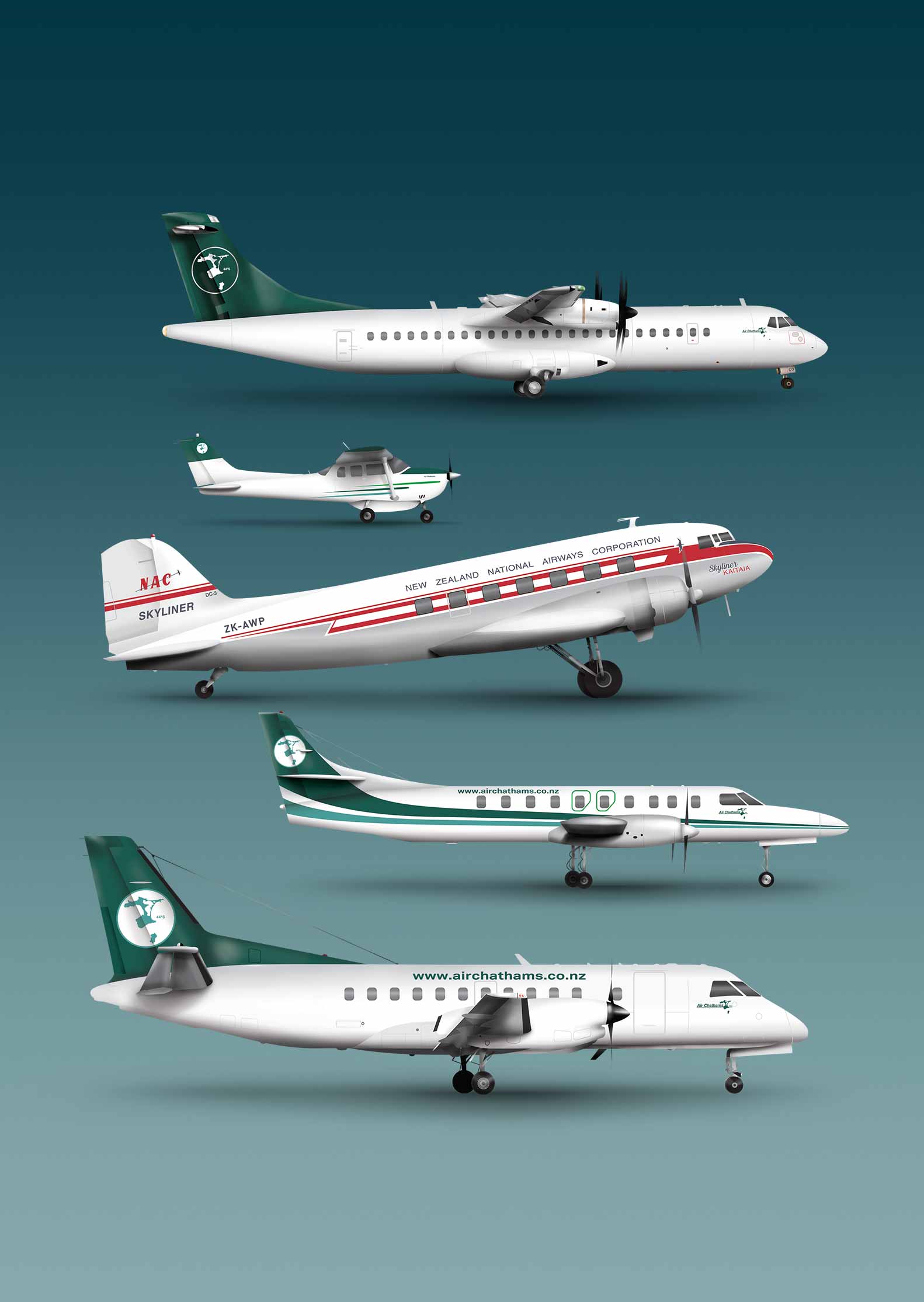 New Zealand Illustrator Air Chathams Digital Fleet